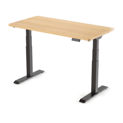 Bureau assis-debout électrique ElevatePlus cadre noir, plateau chêne