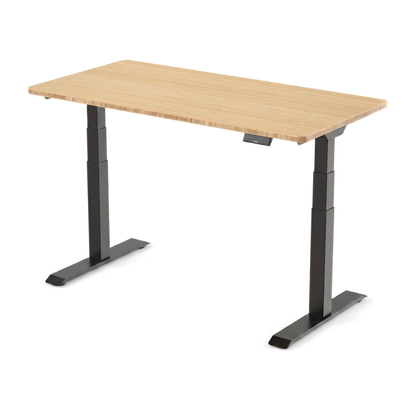 Bureau assis-debout électrique ElevatePlus cadre noir, plateau bambou