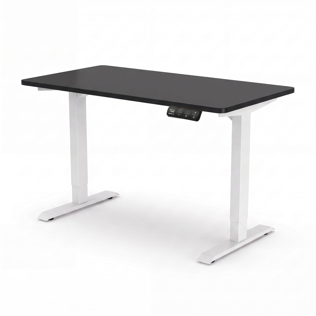 Bureau assis-debout ElevateOne, cadre blanc et plateau noir