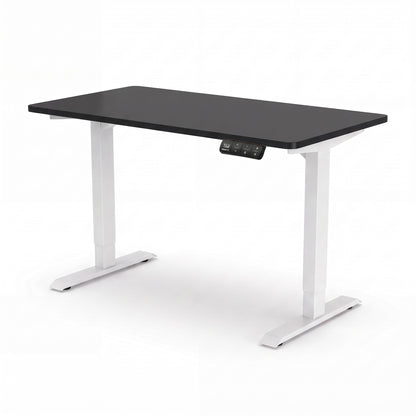 Bureau assis-debout ElevateOne, cadre blanc et plateau noir