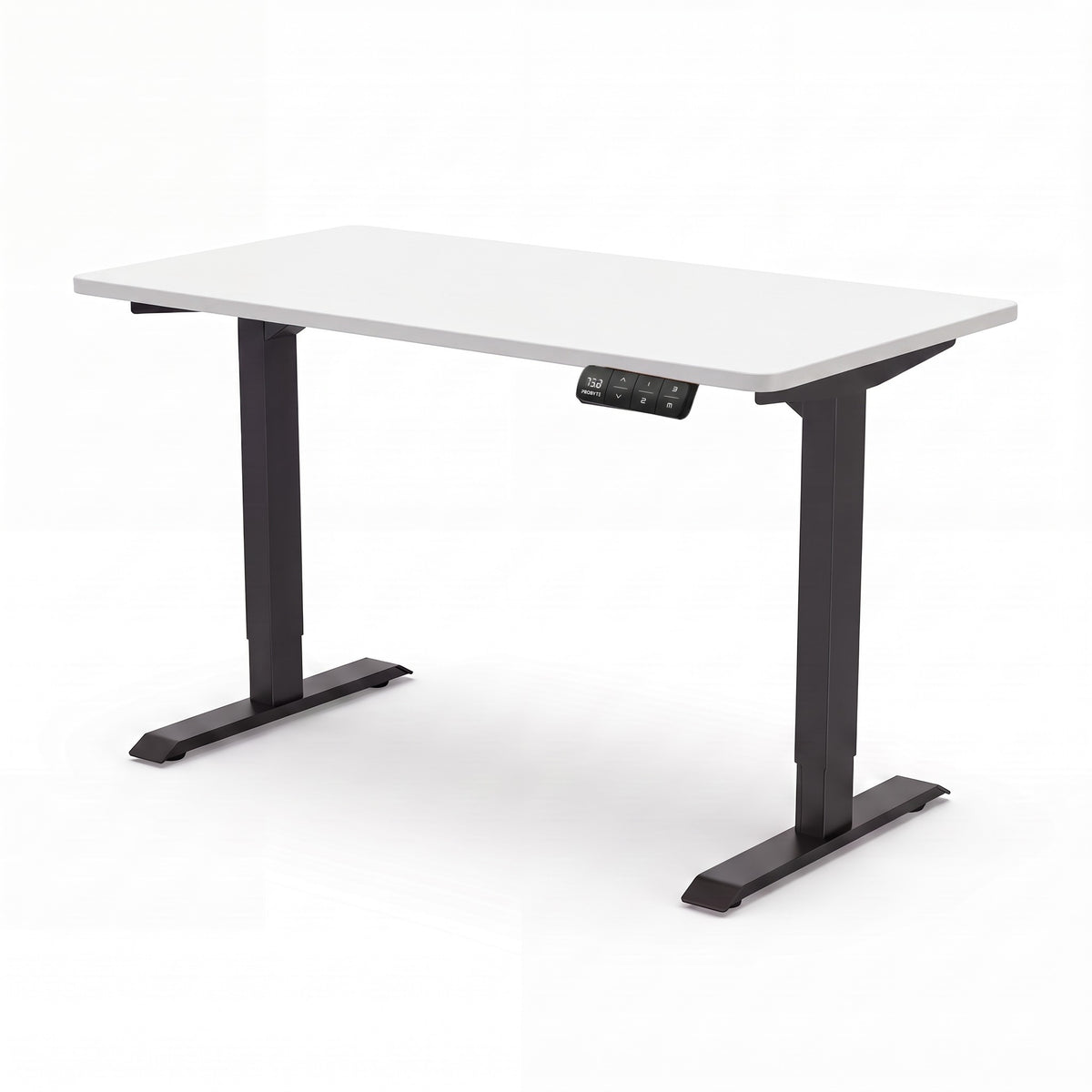 Bureau assis-debout ElevateOne, cadre noir et plateau blanc