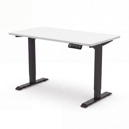 Bureau assis-debout ElevateOne, cadre noir et plateau blanc