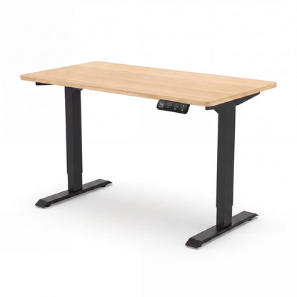 Bureau assis-debout ElevateOne, cadre noir et plateau chêne