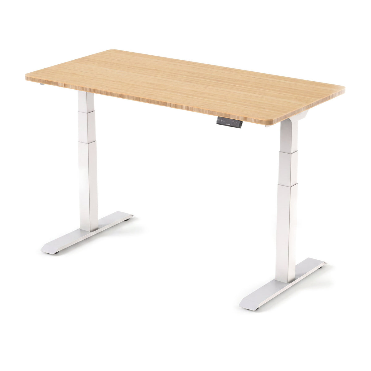 Bureau assis-debout ElevatePlus PROBYTE – cadre blanc, plateau bambou