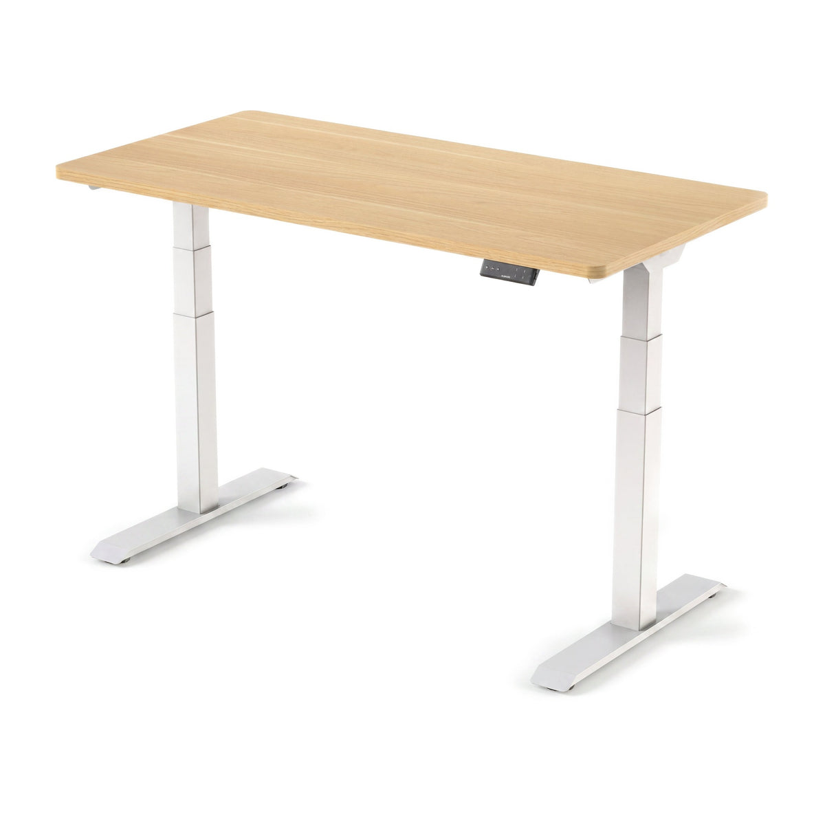 Bureau assis-debout ElevatePlus PROBYTE – cadre blanc, plateau chêne