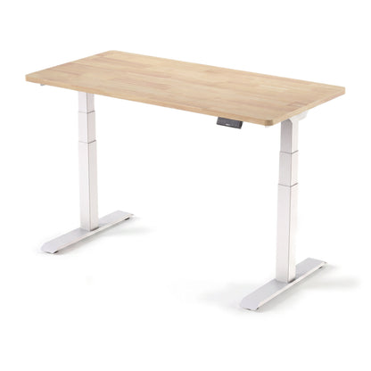 Bureau assis-debout ElevatePlus PROBYTE – cadre blanc, plateau rubberwood