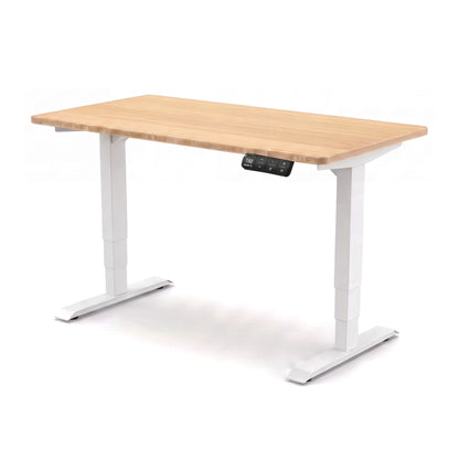 Bureau assis-debout ElevatePro PROBYTE – cadre blanc, plateau bambou